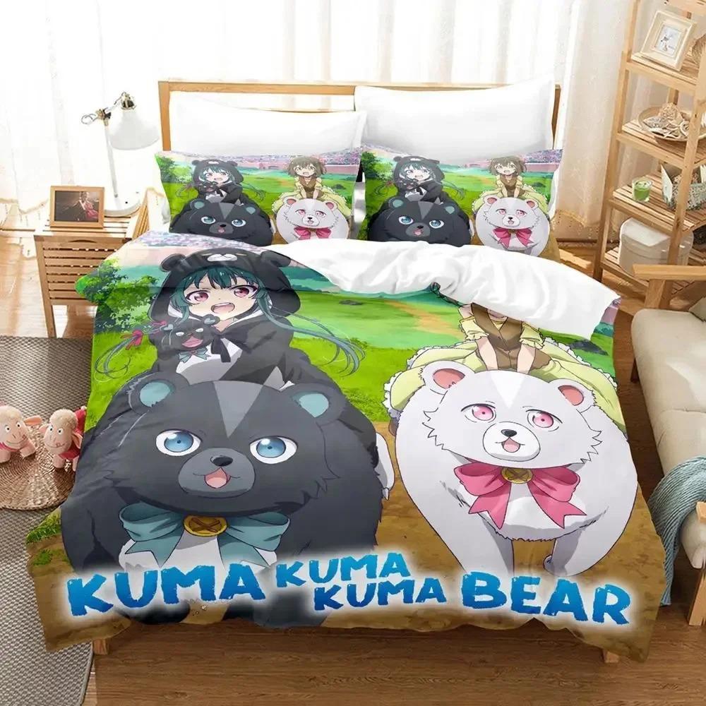 Anime Kuma Kuma Kuma Bear Sängkläder Set Påslakan Sängset Täcke Örngott Täcke king Queen Size Pojkar Vuxen