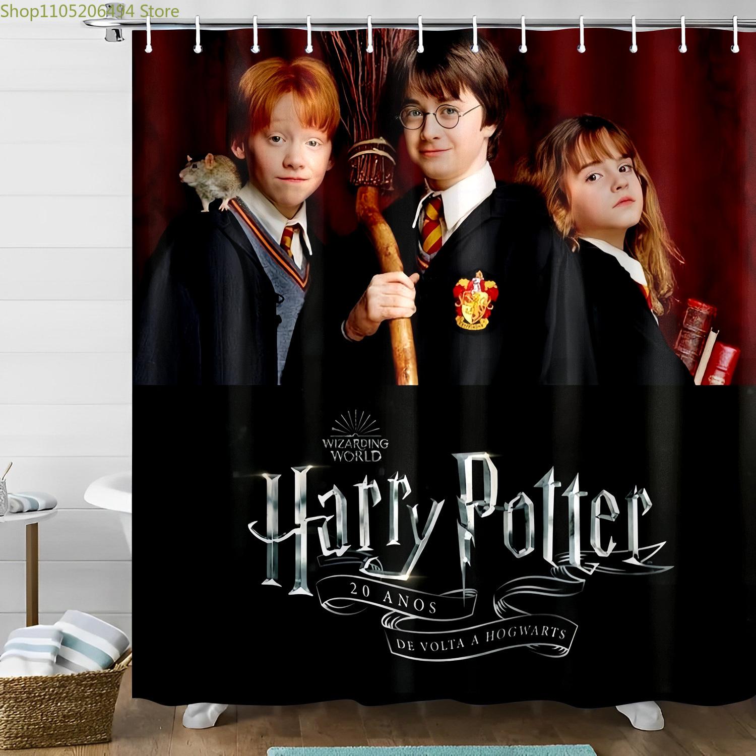 

Shower Curtain Featuring a Warner Bros. Wizarding World Movie Poster, Made of Fabric, Complete with Hooks, Perfect As a Valent 90x180cm