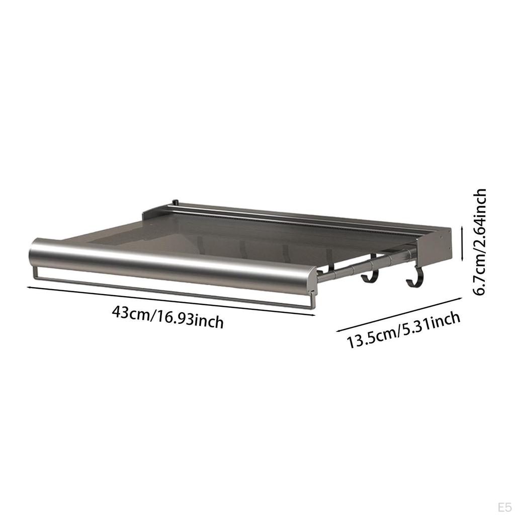 Mounted Drying Rack, Shower Shelves with Hooks, Bath Towel Rack for Home Bathroom,