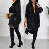 HZ275 European & American Women's Autumn Solid Color Sequin Loose Shirt Dress