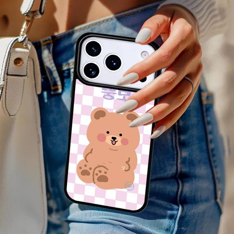 Kawaii Cute Bears Korean Animal Phone Case For iPhone 17 Air 14 15 13 12 Max Cover For Apple 14 15 16 16e 11 Pro Max Plus