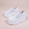 NEW White Wedge Sneakers Shoes Platform Breathable Hollow Shoes Chunky Platform Heel Pumps Shoes Women Heels
