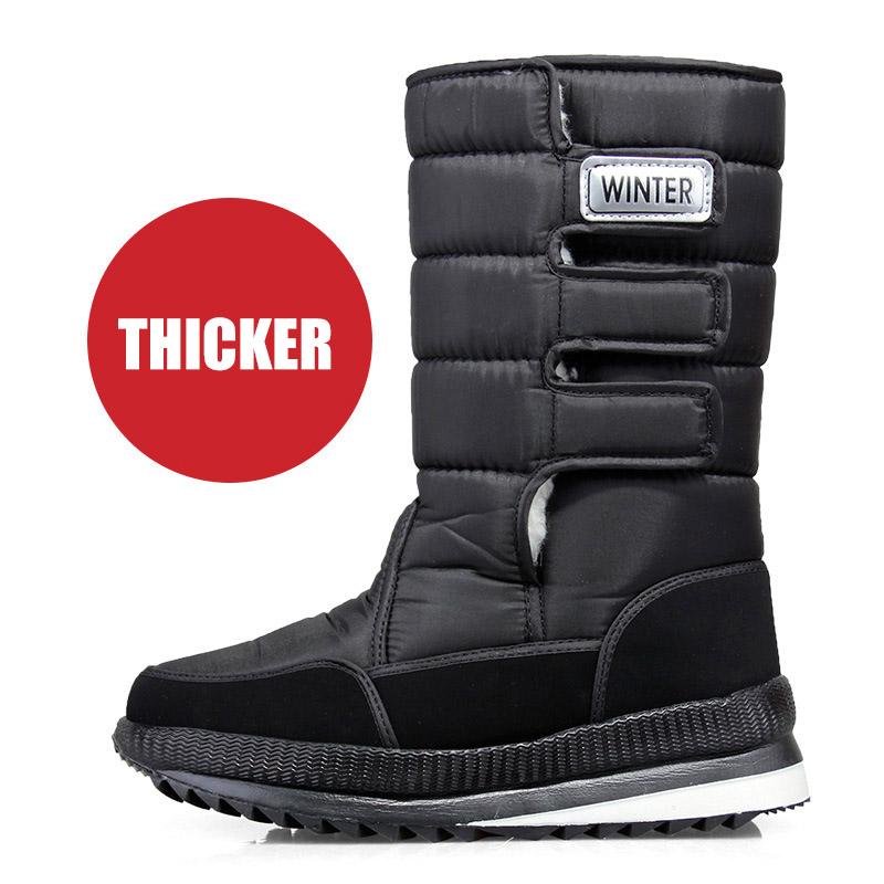 WOTTE Men Boots NEW Winter Shoes Men Warm Snow Boots Mid-calf Men Winter Shoes Thick Plush 30% Wool Outdoor Winter Boots