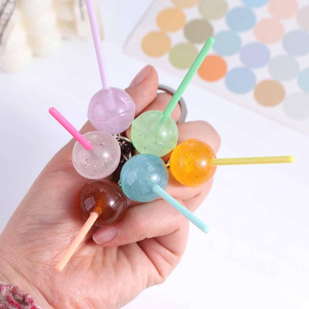 3D Food Lollipop Keychain Jelly-colored Candy Key Rings Simulation Lollipop  Handbag Pendants