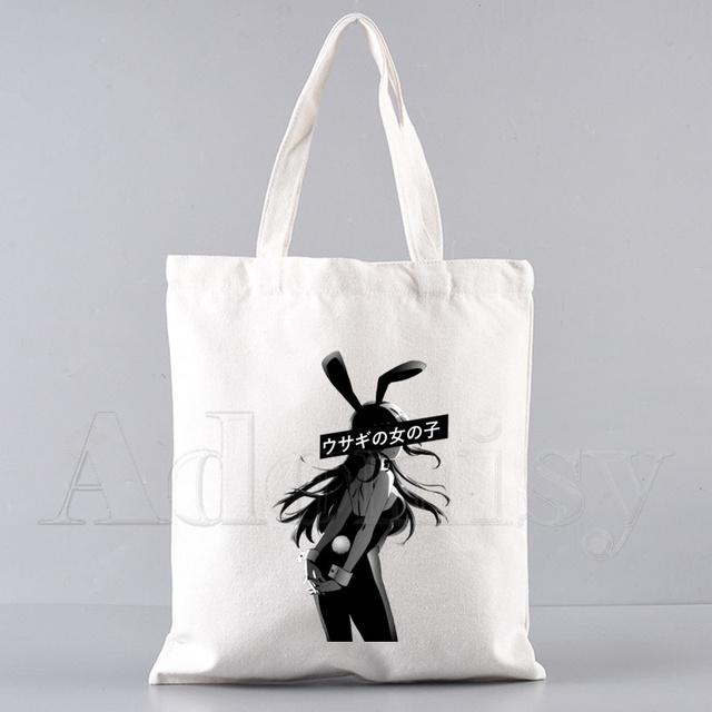 Bunny Girl Senpai Sakurajima Mai Shopper Bags Shopping Bag Tote Bag Skulderveske Lerretsvesker College Håndveske med stor kapasitet