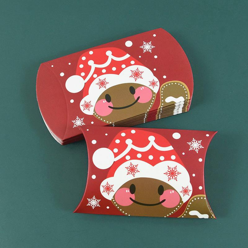 24/12pcs Christmas Pillow Shape Candy Box Merry Christmas Kraft Paper Gift Box Packging Kids Favors Happy New Year Navidad 2025