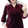Velvet Textured Loose Pullover for Mid-Aged & Elderly Women - Spring/Autumn Fashion