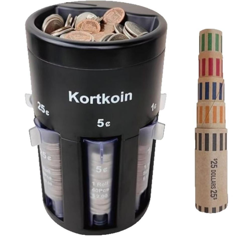 

1/5/10/25 Denomination Piggy Bank Rotating USD Coin Storage Box New Coin Sorter Gift