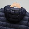 Men's Plus Size Lightweight Hooded Down Jacket - 90% Down, Ultra-Thin, Casual Winter Wear for Middle-Aged and Elderly, Suitable for 200 lbs