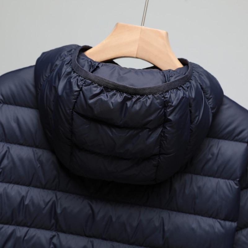 Men's Plus Size Lightweight Hooded Down Jacket - 90% Down, Ultra-Thin, Casual Winter Wear for Middle-Aged and Elderly, Suitable for 200 lbs