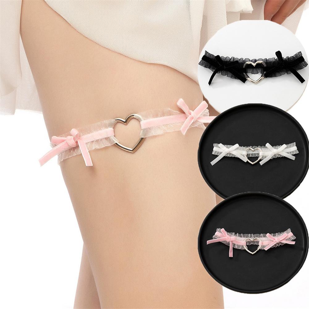 Lolita dantelă jartiere centură punk cruce inimă fundă picior inel gotic elastic clopot coapsă choker lanț femei lenjerie cosplay ham