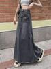 Plus Size High Waist Retro A-Line Denim Skirt for Women – Summer Slimming Mid-Length Design