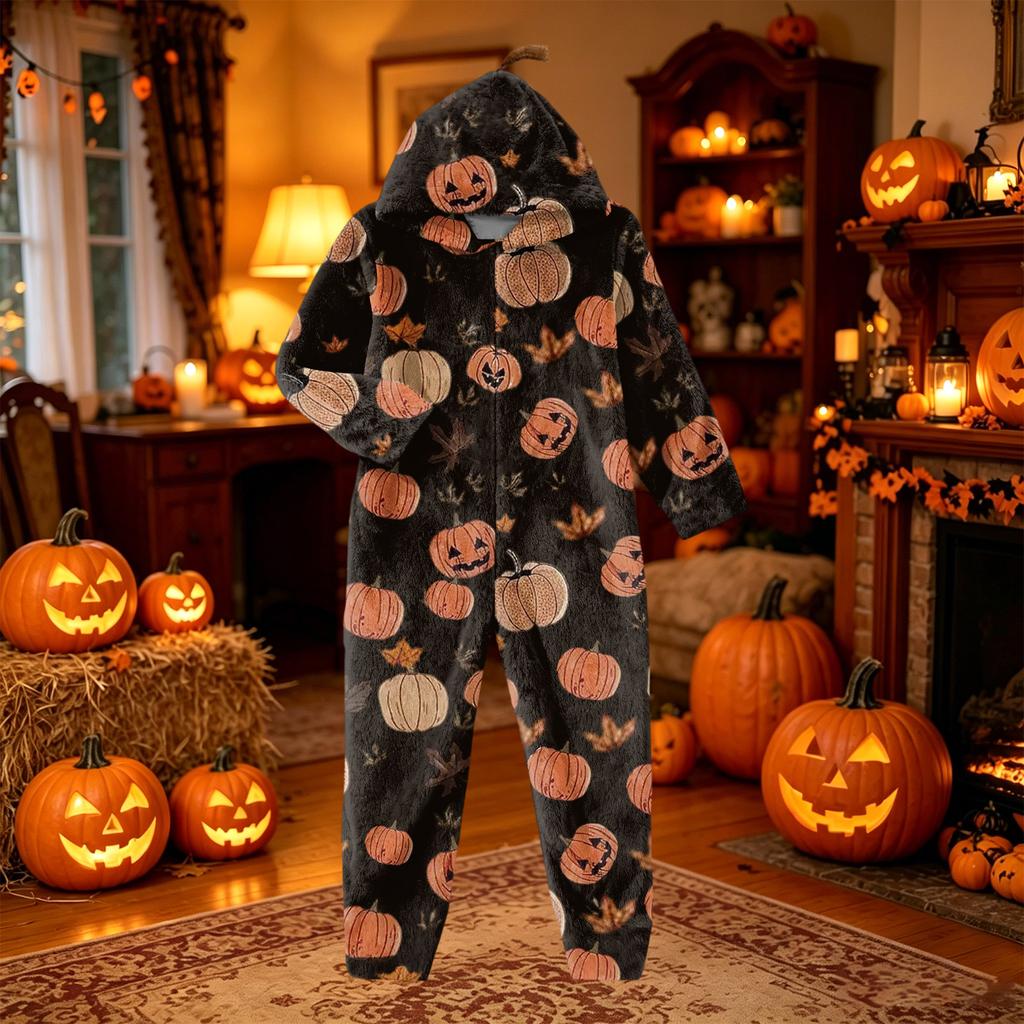 Women's Halloween Flannel Loungewear Jumpsuit