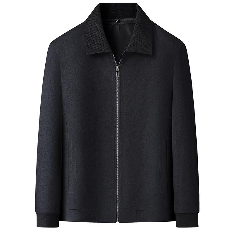 2026 Men's Plus Size Detachable Collar Wool Jacket - Autumn/Winter Casual Overcoat