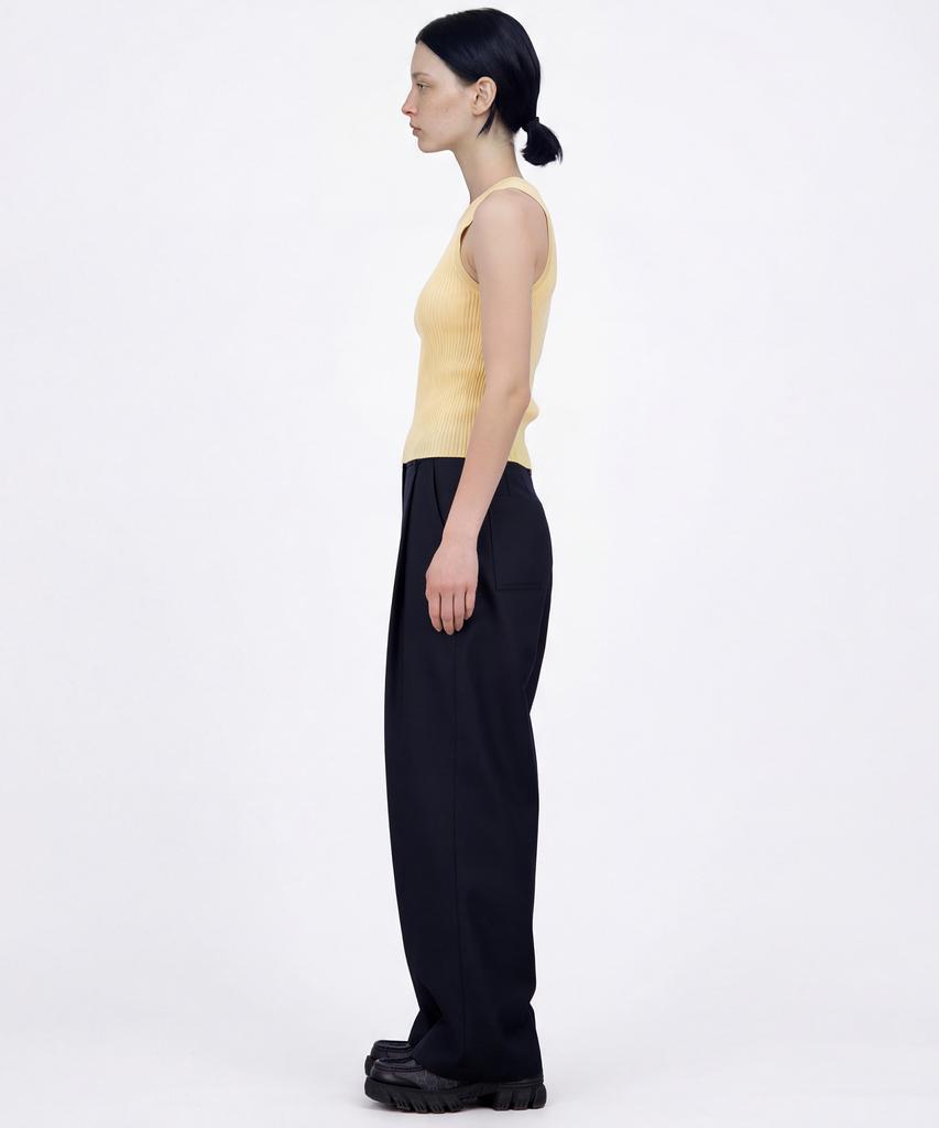 Myuleus Stitch Wool Wide Pants [Navy]