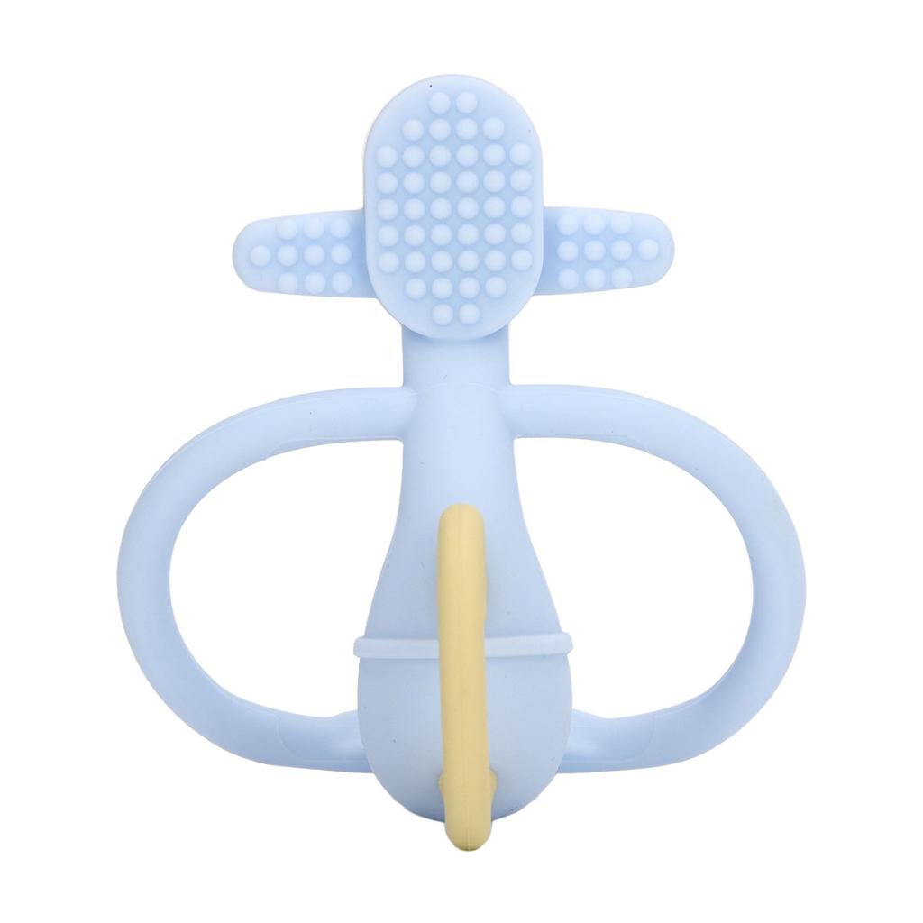 Baby Teething Toy Chewing Teether Monkey Shape Food Grade Silicone Set Kit for Infant Blue