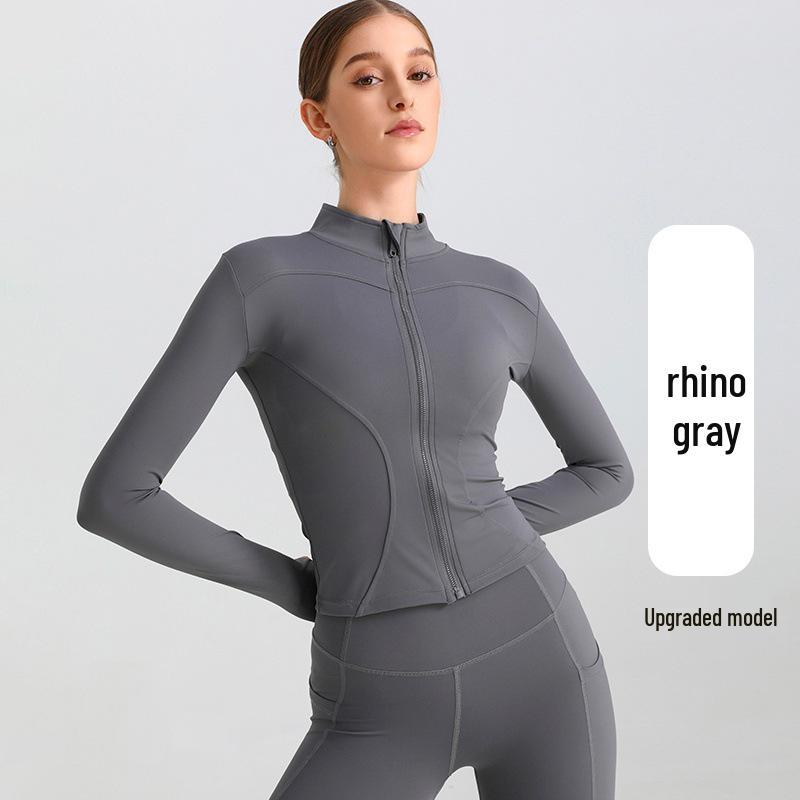 European & American Zipper Yoga Jacket - Quick-Drying, Slimming, Long Sleeve Fitness Top for Women