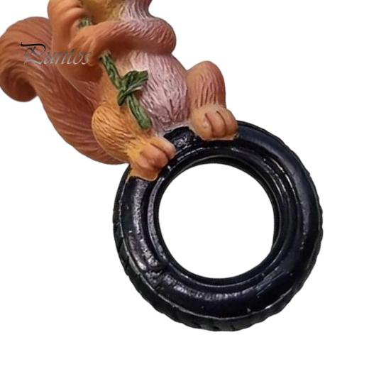 Waterproof Balcony Hanging Decor Squirrel On Tire Outdoor Ornament, Realistic Resin Figurine for Whimsical Tree Decoration Garden Patio Decoration,