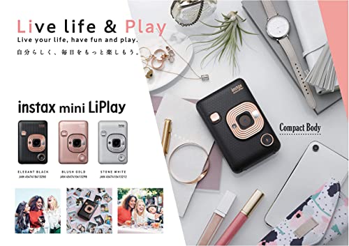 Fujifilm Instax Mini LiPlay Instant Camera/Smartphone Printer In Brush Gold (INS MINI HM1 BLUSH GOLD)
