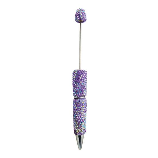 Comfortable Grip Gel Pen Diamond Beadable Pens, Bling Rhinestone Beaded DIY Bead Pen, Crystal Shaft Decorative Craft Black Ink Ballpoint Pens