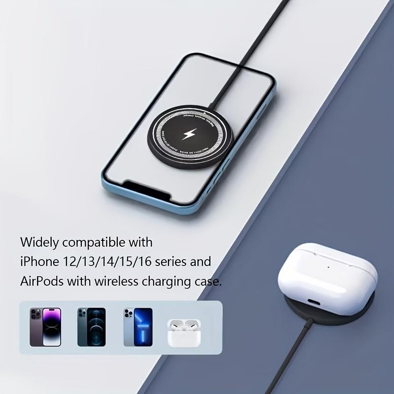 1-piece 15W magnetic fast charging wireless pad, compatible with iPhone 16/15/14/13/12/11 and Samsung S24/S23/S23.