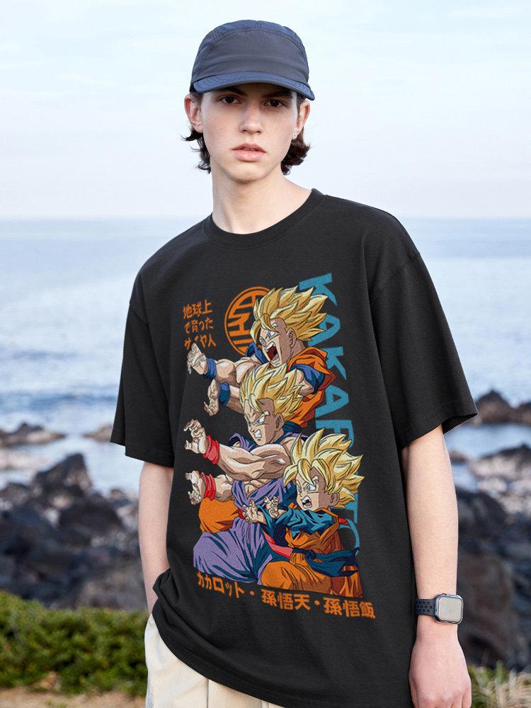Dragon Ball Tshirt Mens Pure Cotton Casual  Round Neck Tshirt Short Sleeve Clothing Summer Sports Casual Short Sleeve Top