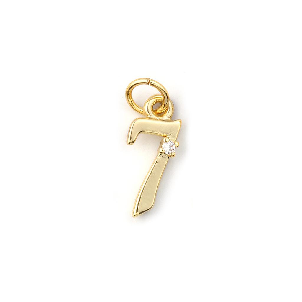 5pcs Brass Charms 18K Gold Plated Number Clear Cubic Zirconia "1-10" Pendants for Man Women Fashion Necklace Jewelry Making