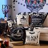 Ghost Print Throw Pillow Covers Halloween Cushion Cover, Retro Pumpkin Case, 18x18 Party Room Decor Inch Washable Cover for Sofa Couch Bed Breathable