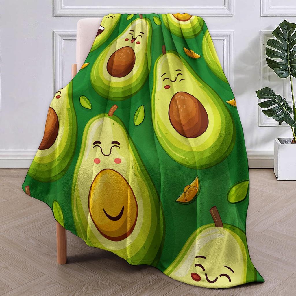 Cartoon Avocado Blanket Flannel Multi-Functional Towel Quilt Four Seasons Air Conditioner Blanket Lunch Break Shawl Fleece Blanket