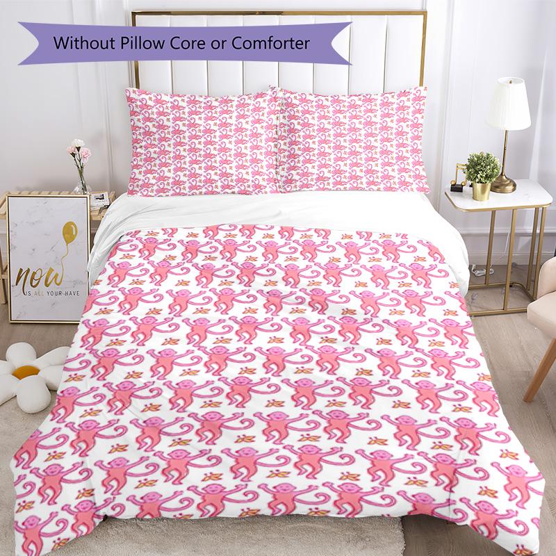 Monkey 3pcs Bedding Set Duvet Cover Closure Includes 1 Duvet Cover & 2 Pillowcases for All Seasons Bedroom Home Dorm Decor
