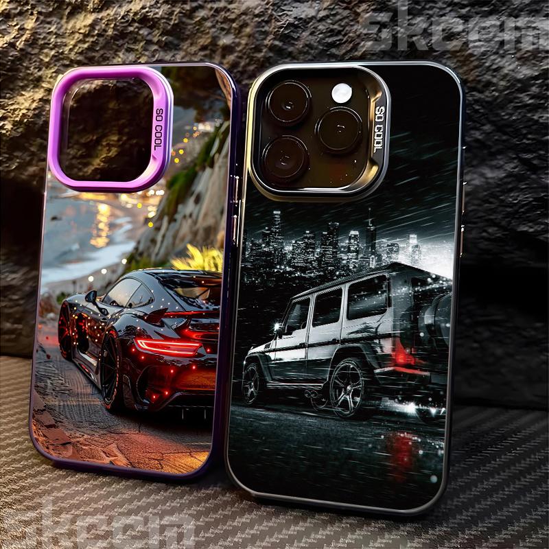 Fashion Dazzling Car Prnt Phone Case For iPhone 16 16E 15 14 13 12 11 Pro Max XR X XS 7 8 Plus IMD Material Back Cover