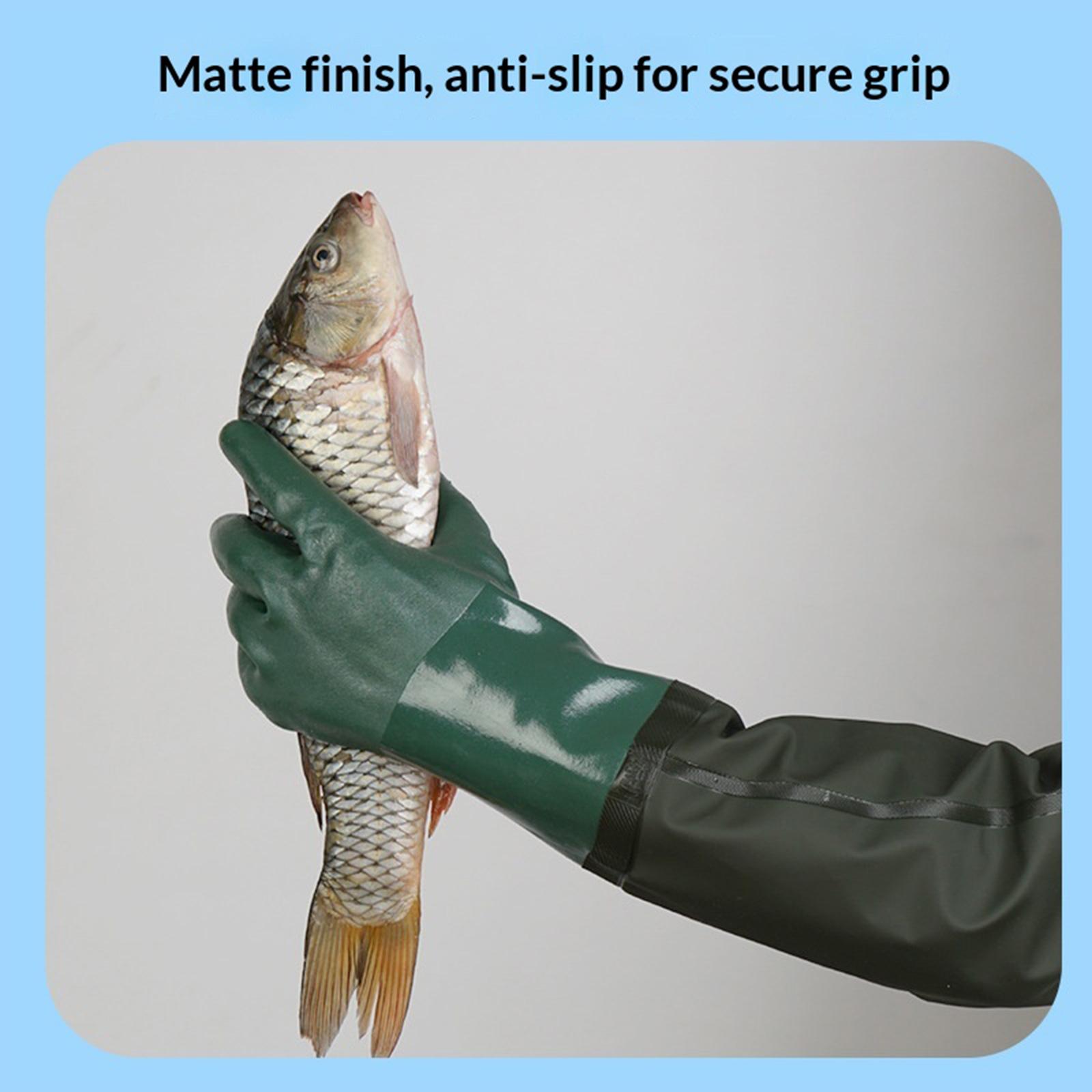 Long Waterproof Rubber Gloves Acid & Oil Resistant Full Arm Pond Gloves Reusable for Pond Cleaning/Machinery Industry China Mainland