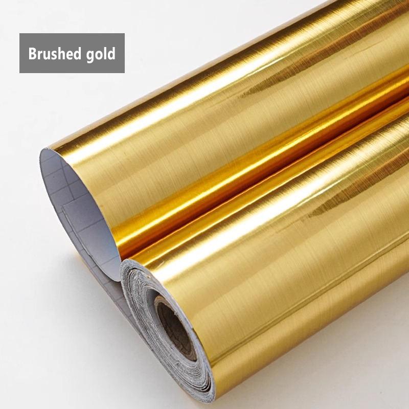 Imitation Stainless Steel Sticker Silver Metal Mirror Wall Paper Waterproof Refrigerator Door Self-Adhesive Brushed Wallpaper