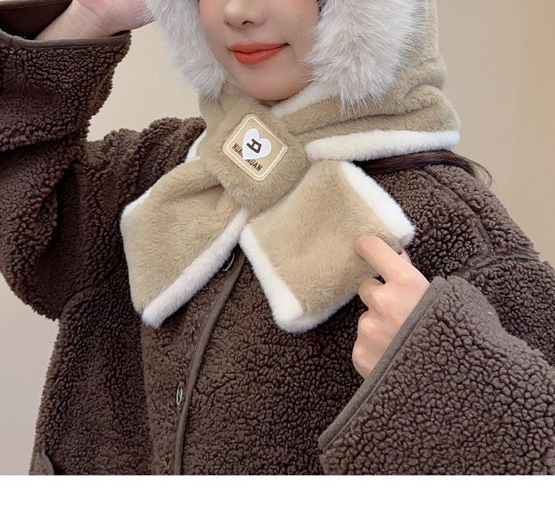 Women's Autumn & Winter Plush Red Hat and Scarf with Cute Fox Ears - Warm Neck Warmer for Cycling