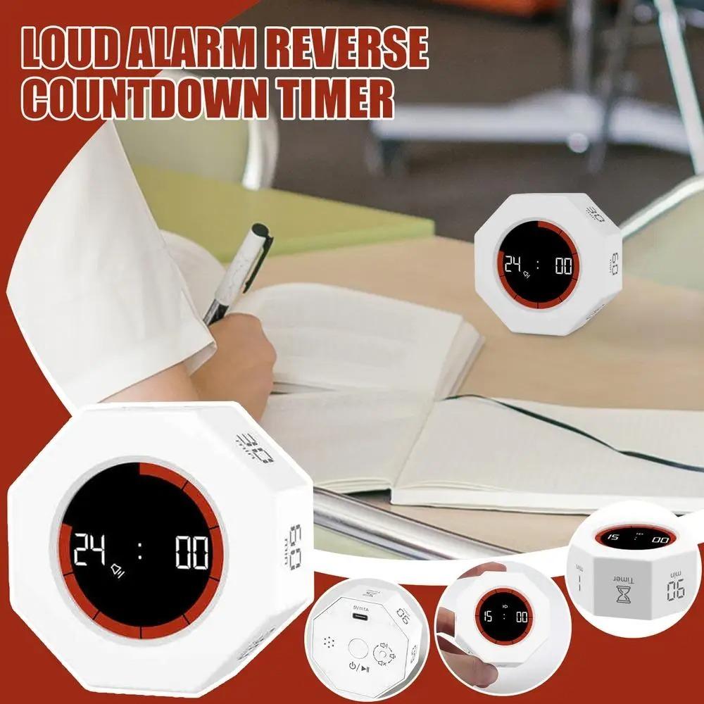 LED Screen Visual Countdown Device Gravity Sensor Multi-Hexagon Cube Timer  Kitchen Work