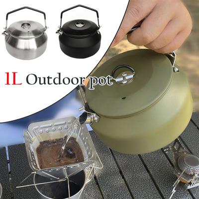 1L Camping Outdoor Kettle Stainless Steel 304 Kettle Cooking Utensils Portable Coffee Pot