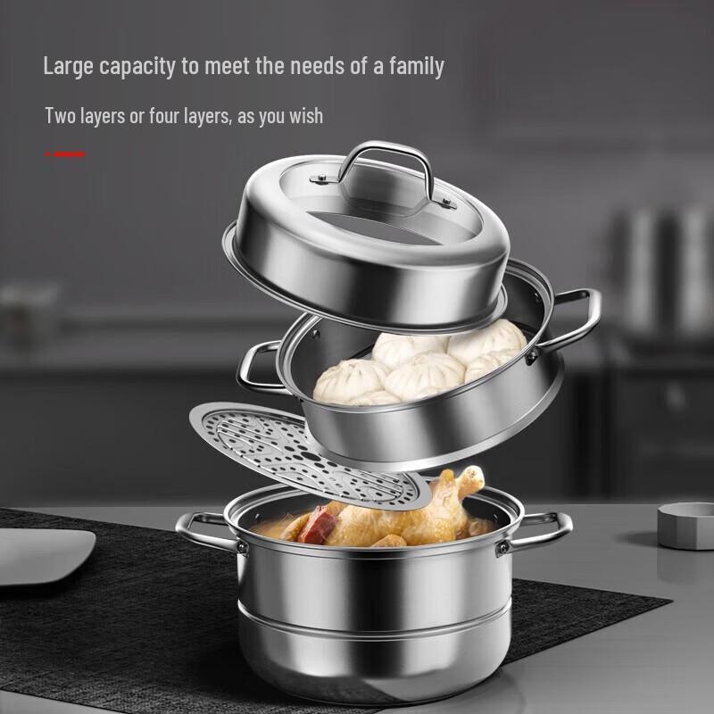 Kangbach 28cm 304 Stainless Steel Multi-Function 3-Layer Steamer