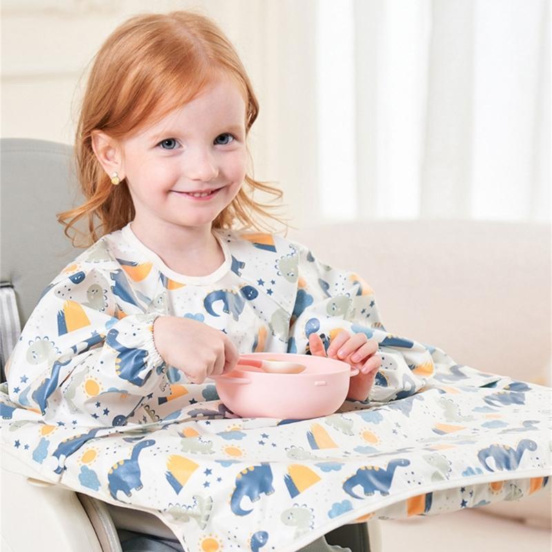 Baby Feeding Bib with Integrated Table Cover Water Resistant and Stain Resistant for Most High Chairs Comfortable Wear