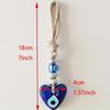 Handmade Heart Shaped Blue Evil Eye Pendant Turkish Blue Glass Ornament with Silver Beads Unique Home Decor Bag Car And Wall Decoration