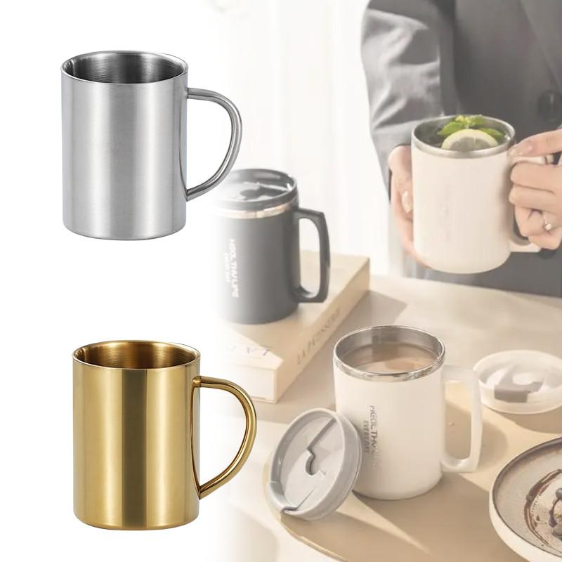 Stainless Steel Insulated Mug Lid Coffee Double Layer Anti Slip Drinking Cup