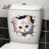 Bathroom Wall Art Broken Cat Toilet Sticker Peel And Stick Decor Self Adhesive Sticker Decal Removable Waterproof PVC Lid for Decals