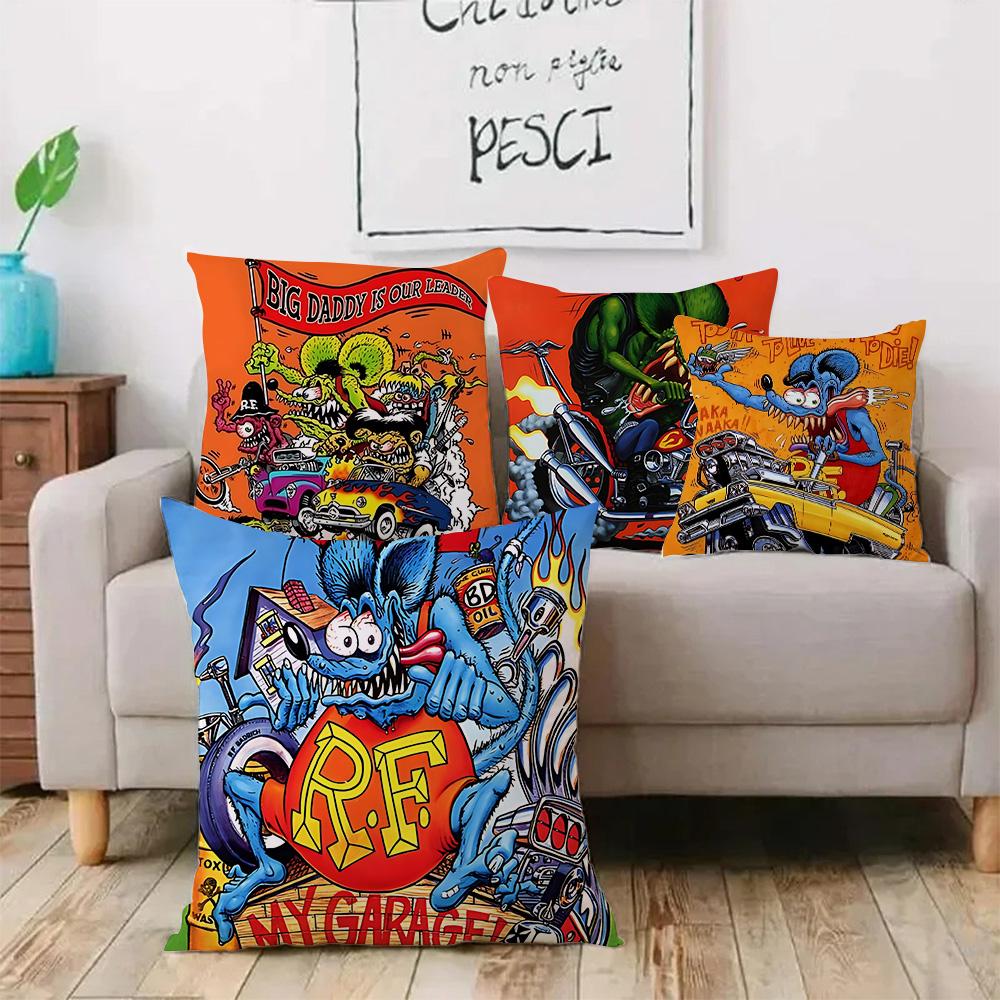 Funny R-Rat For F-Finks Pillow Covers Cartoon Sofa Decorative Home Double-sided Printing Short Plush Cute Cushion Cover