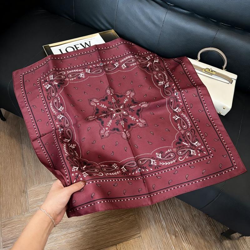 European and American style scarf square scarf imitation silk 71cm retro cashew print literary headband suit with decorative scarf