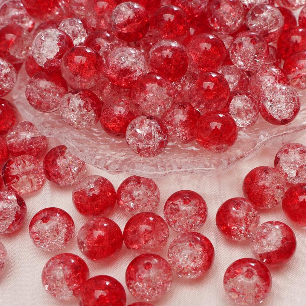8/10mm Crackle Glass Beads for DIY Jewelry - Round Beads for Bracelets & Necklaces