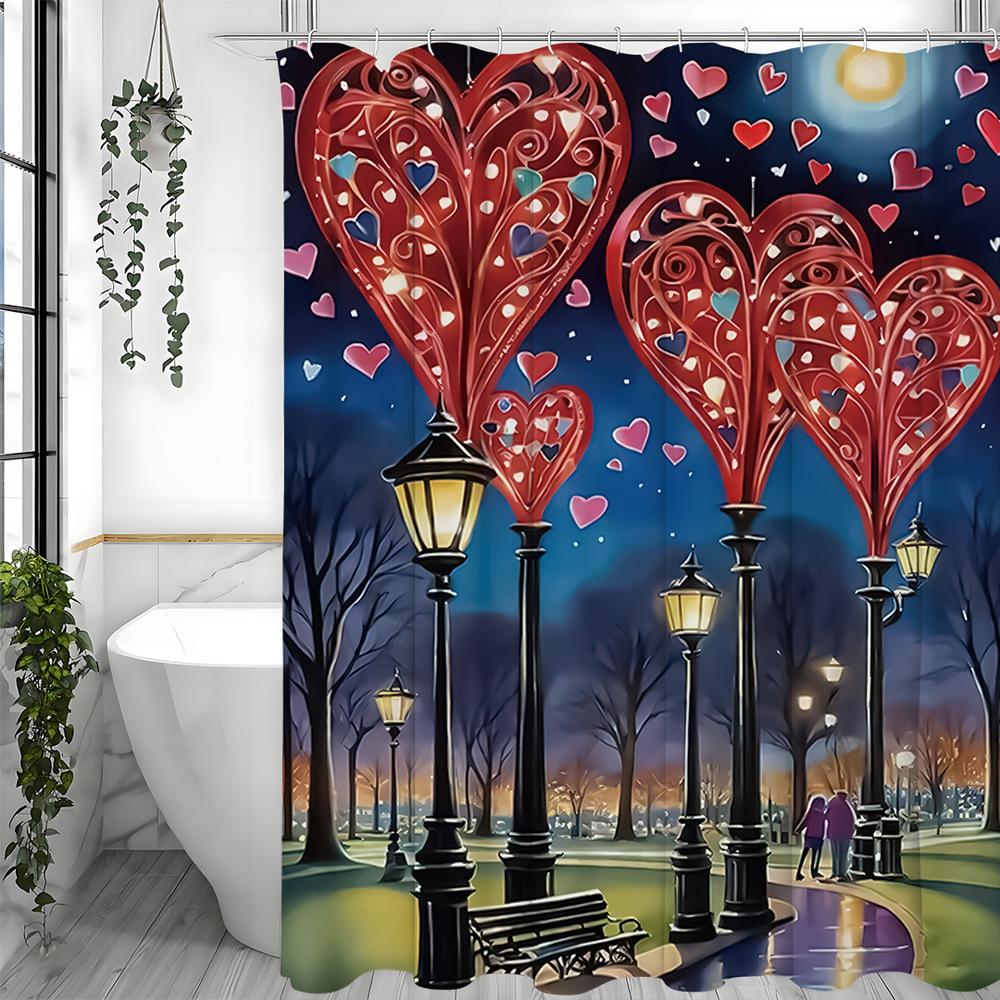 

Creative Hollowed-Out Heart Tree Shower Curtain Washable Dirt-Resistant Shower Head waterproof Polyester Bath Curtain 90x180CM
