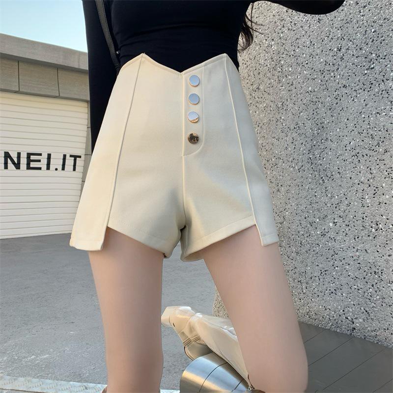 

2024 Women s High-Waisted Black Wide-Leg Slimming Shorts L абрикосовый