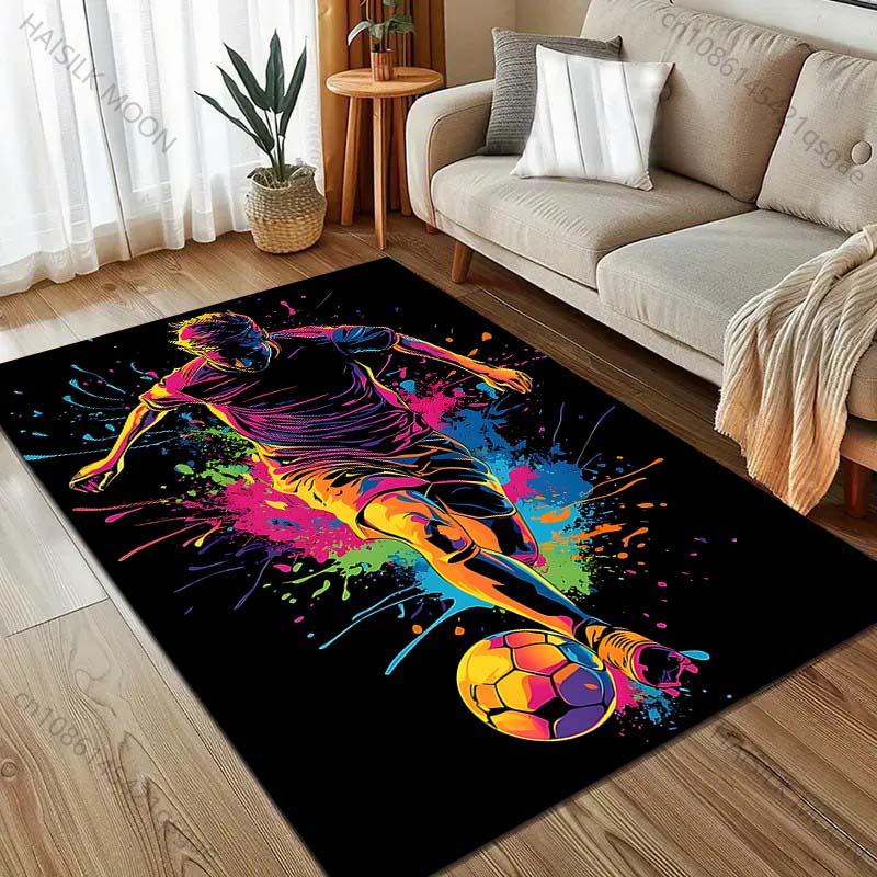 1PC Colorful Splattered Soccer Player Carpet for Living Room Bedroom Sofa Home Decor Rus Non-slip Floor Mat Luxury Gift