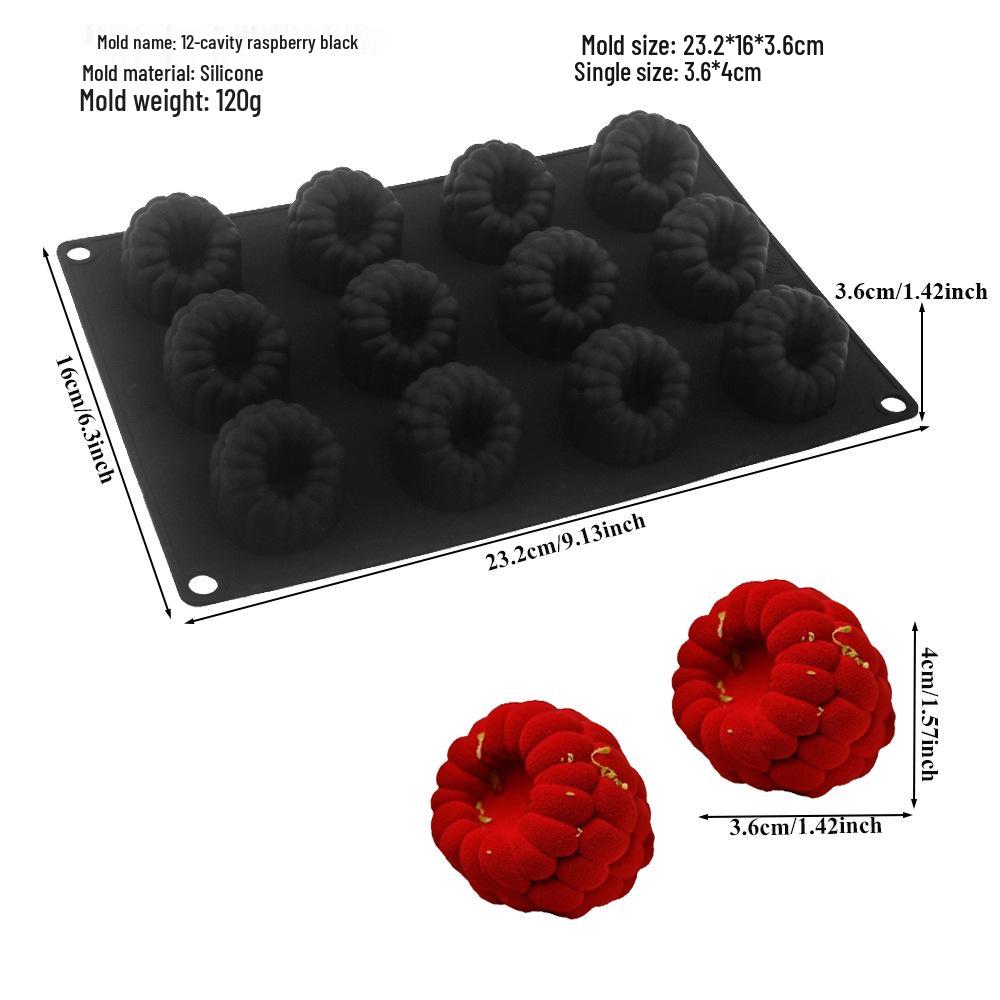 3D Fruchtmousse Silikon Kuchenformen: Birne, Apfel, Ananas, Pfirsich, Durian, Himbeere.