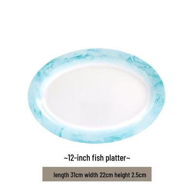 Gradient Ceramic Oval Fish Plate