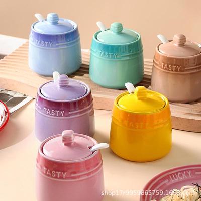Ensemble de pots à épices en céramique haut de gamme: Boîte de rangement pour sel, poivre et glutamate monosodique de cuisine